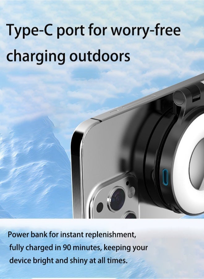 اوليو ضوء سيلفي مغناطيسي متعدد الاستخدامات، متوفر بثلاثة ألوان. ضوء سيلفي محمول، مناسب لأجهزة آيفون، والكاميرات، وأجهزة الكمبيوتر، وأجهزة الكمبيوتر المحمولة، وتيك توك، وأدوات التجميل، ومكالمات الفيديو، وتصوير الفيديو، وأجهزة التدوين. أسود. - Image 5